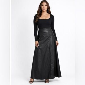 🖤 A-Line Faux Leather Skirt – Size XL – Brand New With Tags
